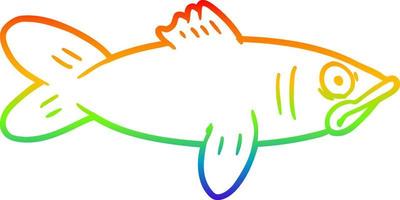 Regenbogen-Gradientenlinie Zeichnung Cartoon-Fisch vektor