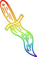 regnbågsgradient linjeteckning tecknad tatuering dolk symbol vektor