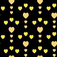 Nahtloses Muster mit exquisiten gelben Herzen auf schwarzem Hintergrund für Plaid, Stoff, Textil, Kleidung, Tischdecke und andere Dinge. Vektorbild. vektor