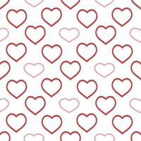 Nahtloses Muster mit großen positiven roten und rosa Herzen auf weißem Hintergrund für Plaid, Stoff, Textil, Kleidung, Tischdecke und andere Dinge. Vektorbild. vektor