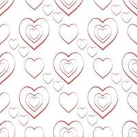 sömlösa mönster med charmiga röda hjärtan på vit bakgrund för pläd, tyg, textil, kläder, bordsduk och andra saker. vektor bild.