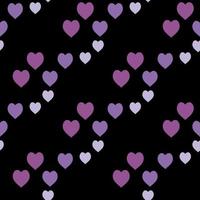 sömlösa mönster med utsökta violetta hjärtan på svart bakgrund för pläd, tyg, textil, kläder, bordsduk och andra saker. vektor bild.