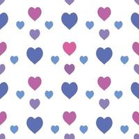Nahtloses Muster mit exquisiten violetten, blauen und rosafarbenen Herzen auf weißem Hintergrund für Plaid, Stoff, Textil, Kleidung, Tischdecke und andere Dinge. Vektorbild. vektor