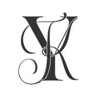 yk, ky, Monogrammlogo. Kalligraphisches Signatursymbol. Hochzeitslogo-Monogramm. modernes Monogrammsymbol. Paarlogo für die Hochzeit vektor