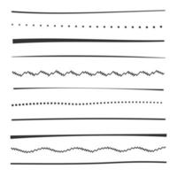 handschriftliche einzelne Zeilen in verschiedenen Stilen. vektor