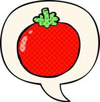 tecknad tomat och pratbubbla i serietidningsstil vektor