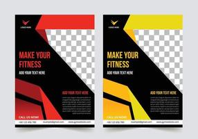 Workout-Fitness-Bodybuilding und Fitnessstudio-Flyer-Vektorgrafiken im Format A4 vektor
