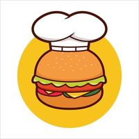 kochburgerillustration, burger mit kochmütze vektor