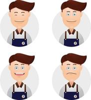sätta roligt ansikte manlig pojke barista bartender avatar uttryck illustration vektor