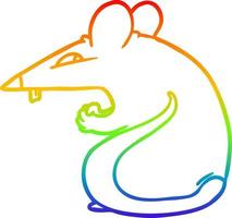Regenbogen-Gradientenlinie, die eine schlaue Cartoon-Ratte zeichnet vektor