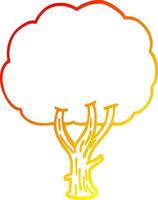warme Gradientenlinie Zeichnung Cartoon blühender Baum vektor