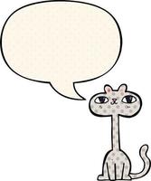 tecknad katt och pratbubbla i serietidningsstil vektor