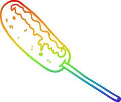 Regenbogen-Gradientenlinie, die Cartoon-Hotdog auf einem Stock zeichnet vektor