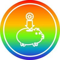 Sparschwein kreisförmig im Regenbogenspektrum vektor