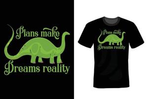 Dinosaurier-T-Shirt-Design, Vintage, Typografie vektor