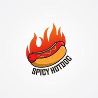 würzige hotdog-logo-karikaturillustration vektor