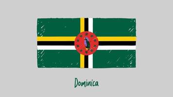 dominica flagga markör eller pennskiss illustration vektor