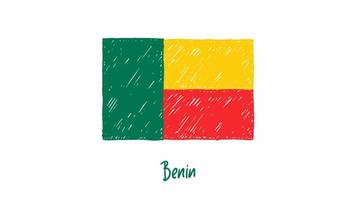 Benin flagga markör eller pennskiss illustration vektor