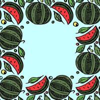 Rahmen aus Wassermelone. Vektor-Doodle-Illustration mit Wassermelone. Muster mit Wassermelone und Platz für Text vektor