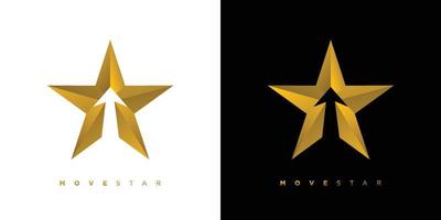 modernes und elegantes Move-Star-Logo-Design vektor