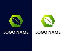 polygon form med löv modern logotyp designmall vektor