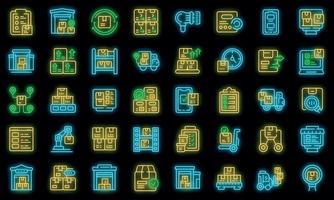 lager optimering ikoner som kontur vektor. platshantering vektor neon