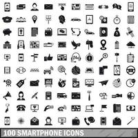 100 smartphone ikoner set, enkel stil vektor
