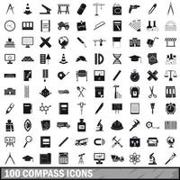 100 Kompasssymbole gesetzt, einfacher Stil vektor