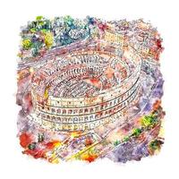 Colosseum Rom Italien akvarell skiss handritad illustration vektor