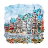 frankfurt deutschland aquarell skizze handgezeichnete illustration vektor