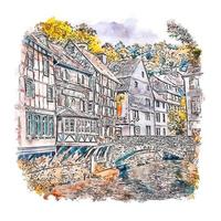 monschau deutschland aquarell skizze handgezeichnete illustration vektor