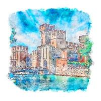 Lombardei Italien Aquarellskizze handgezeichnete Illustration vektor