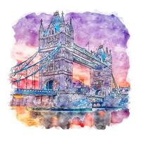 london Storbritannien akvarell skiss handritad illustration vektor