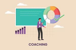 business trainer coaching über geschäftsstrategie. Berufsbildungskonzept. flache vektorillustration isoliert.
