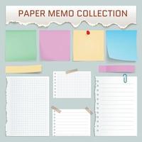 papier-memo-modellset, realistischer stil vektor