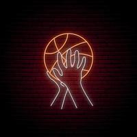 Neon-Basketball-Schild. vektor