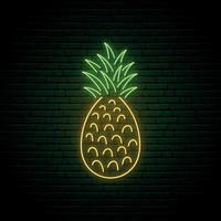 Neon-Ananas-Schild. vektor