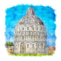 pisa Italien akvarell skiss handritad illustration vektor