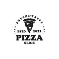 pizza skiva logotyp mall i vintage stil vektor