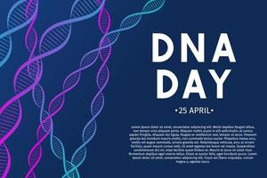 DNA-Tag-Typografie-Poster. Wissenschaftskonzept-Vektorillustration. neonhelix des menschlichen dna-moleküls. einfach zu bearbeitende Vorlage für Banner, Flyer, Broschüren, Grußkarten usw. vektor