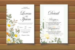 vacker akvarell blommig bröllop inbjudningskort set vektor