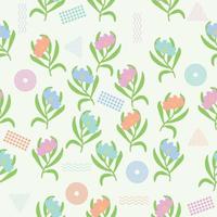 niedliche chibi florale blumen weiches buntes nahtloses muster gekritzel scherzt baby kawaii cartoon vektor