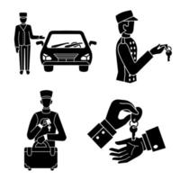 Valet-Icons gesetzt, einfacher Stil vektor