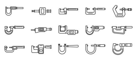industrielle mikrometerikonen stellten umrissvektor ein. technische Ausrüstung vektor