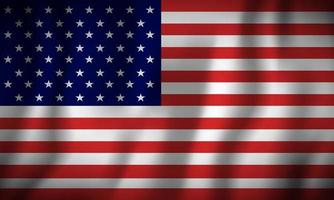 Usa-Flaggenstaatssymbol isoliert auf nationalem Banner im Hintergrund. grußkarte nationaler unabhängigkeitstag der vereinigten staaten. Illustrationsbanner mit realistischer Staatsflagge von Amerika. vektor