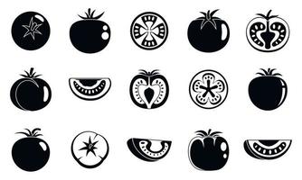 Garten-Tomaten-Icons gesetzt, einfacher Stil vektor