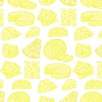 Käse Musterdesign. hand gezeichnete vektormolkereiillustration. gravierter Stil verschiedene Käsesorten. Retro-Food-Hintergrund. vektor