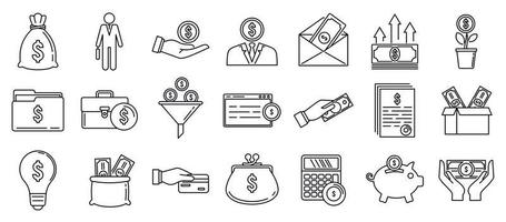 Investor Finance Icons Set, Umrissstil vektor