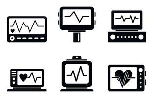 elektrokardiogram ikoner set, enkel stil vektor