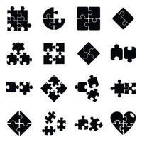 Puzzle-Icons gesetzt, einfacher Stil vektor